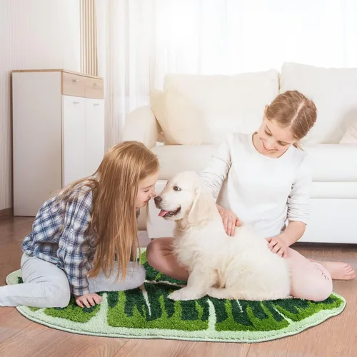 Miniatura 8 de Leaf - Alfombra de baño para niños, pequeña, bonita, alfombra de baño para guardería, alfombra larga antideslizante para dormitorio, habitación