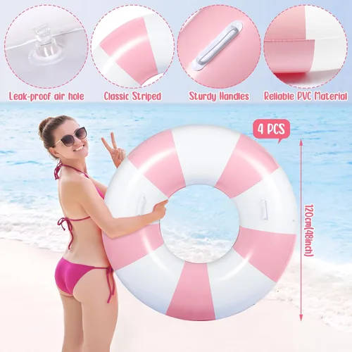 Miniatura 2 de Gemscream 2 flotadores grandes de piscina con asas, 47.24 pulgadas, tubos inflables de piscina tamaño adulto para tumbonas de verano, fiesta