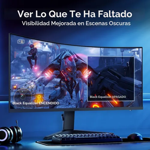 Miniatura 7 de KOORUI Monitor de juegos curvo ultraancho WQHD 3440×1440 de 34 pulgadas, 180Hz 1000R- PIP/PBP, 1ms(MPRT), HDR400, DCI-P3 95%, FreeSync Premium, 1 x