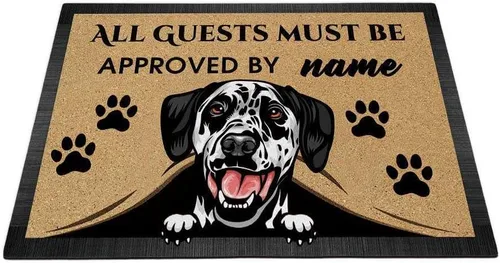 Miniatura 34 de Tapete personalizado con nombre de perro que mira al perro Cocker Spaniel, todos los invitados deben ser aprobados por alfombras para decoración