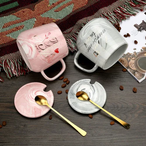 Miniatura 7 de Juego de tazas de café con texto en inglés "One Awesome Husband, The Best Wife Ever", regalo único de aniversario, compromiso, boda, para parejas