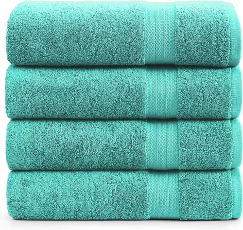 Miniatura 14 de Lane Linen Paquete de 4 toallas de baño 100 % algodón (35 x 66 pulgadas), hilado en anillo, extra grandes, secado rápido, suaves, de poca pelusa