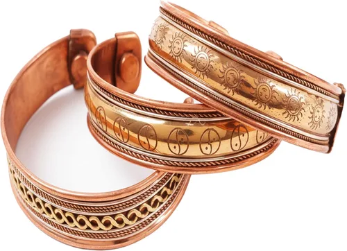 Miniatura 22 de Pulseras de cobre Touchstone regalo para hombres y mujeres joyería magnética 100% pura y sólida ajustable juego de pulseras hechas a mano