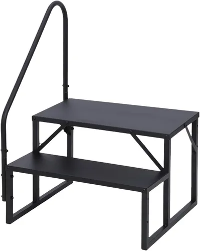 Miniatura 7 de Towallmark RV 2 escalones con pasamanos, peldaños de metal para bañera de hidromasaje, escaleras portátiles para RV, escaleras de casa móvil