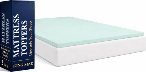 Miniatura 7 de Greaton, Cubrecolchones de espuma viscoelástica de gel contorneado de 1 pulgada para mayor comodidad y apoyo, individual, azul.