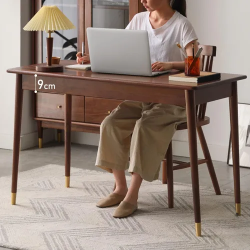 Miniatura 2 de Escritorio de oficina moderno y simple de madera maciza, mesa de computadora de nogal, sala de estar para el hogar, dormitorio, estudio, escritorio