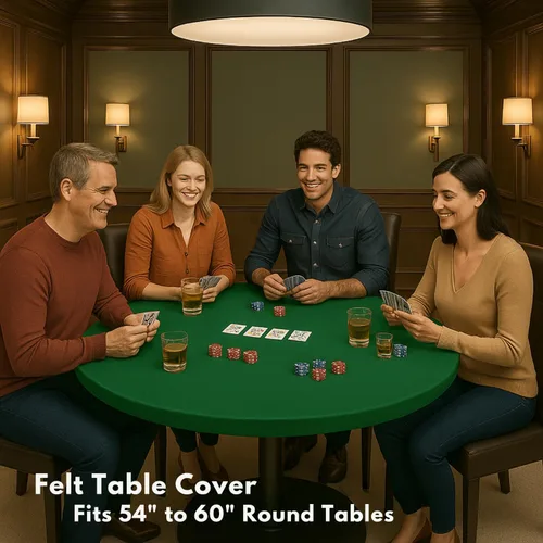 Miniatura 5 de Cobertor de mesa para juegos de cartas de fieltro para póquer, Mahjong, Dominó, Bridge y juegos de mesa, mantel elástico ajustado para mesas Verde