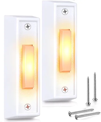 Miniatura 10 de Saillong 1 botón de timbre iluminado, botón de timbre con cable, timbre de repuesto montado en la pared de garaje con luz LED compatible con la luz