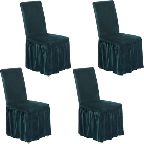 Miniatura 34 de NICEEC Fundas de silla de elastano para sillas de comedor, juego de 6 fundas de sillas de comedor extraíbles con falda, fundas de silla de comedor