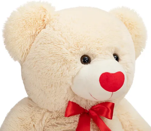 Miniatura 9 de HollyHOME Oso de Peluche Grande Animal de Peluche Oso Grande de Felpa con Corazón Rojo para Novia y Niños Juguete de Regalo de Vacaciones 36 Beige