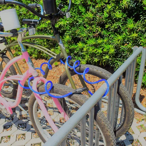 Miniatura 7 de DocksLocks Candado de cable de seguridad en espiral resistente a la intemperie (5 pies a 25 pies de longitud) con combinación reiniciable