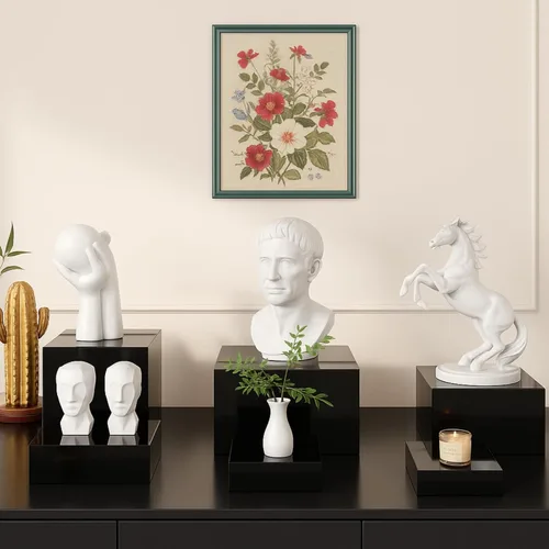 Miniatura 4 de Geelin Paquete de 8 elevadores acrílicos para buffet - Cajas cúbicas decorativas de 3 a 10 pulgadas, soportes de exhibición con fondos huecos