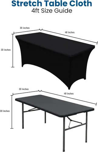 Miniatura 5 de Utopia Kitchen Mantel rectangular de spándex de 4 pies [1 unidad, negro] 200 GSM elástico, ajustado, lavable y resistente a las arrugas, cubierta