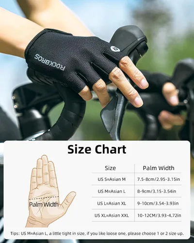 Miniatura 6 de ROCKBROS Guantes de ciclismo para hombres y mujeres - Guantes de bicicleta transpirables - Guantes de medio dedo para ciclismo diario
