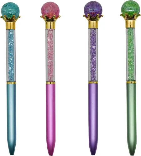 Miniatura 8 de Maydahui 12 bolígrafos retráctiles para pájaros, novedosos bolígrafos de paloma de cristal de arenas movedizas, tinta negra, para escuela, oficina