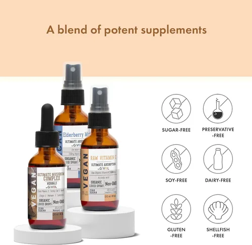 Miniatura 7 de Paquete antioxidante Powerhouse - Baya de saúco, vitamina C cruda, complejo de hongos - Nutrimentos, fitonutrientes y bienestar cognitivo todo en un