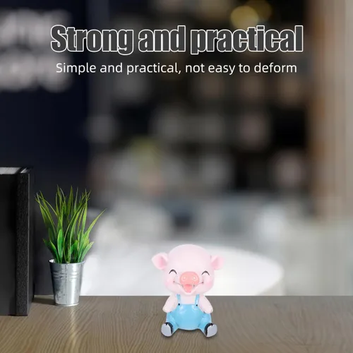 Miniatura 8 de EXCEART Adorno de cerdo con forma de cabeza de bobblehead, decoración de cerdito tembloroso para tablero de instrumentos de automóvil, escritorio