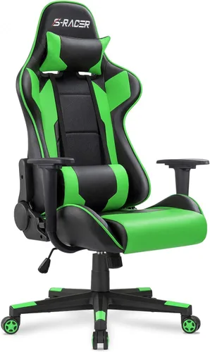 Miniatura 15 de Homall Silla de juegos, silla de oficina con respaldo alto, silla de computadora de cuero, silla de escritorio racing ejecutiva, ergonómica, Negro