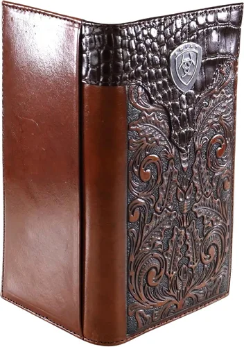 Miniatura 2 de Ariat Billetera Rodeo en relieve de roble para hombre, Beige Bronceado