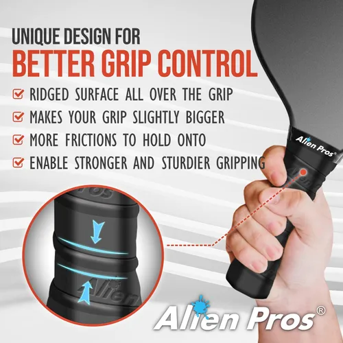 Miniatura 4 de ALIEN PROS Pickleball Overgrip (paquete de 4) con crestas para un mejor control de agarre, cinta de agarre de pickleball precortada y táctil - Cinta