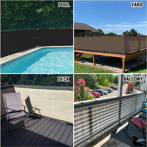 Miniatura 2 de E&K Sunrise - Rejilla para valla de privacidad para balcón, 2.5 x 50 pies, con bridas de cremallera, protección UV para terraza, patio, patio, Gris
