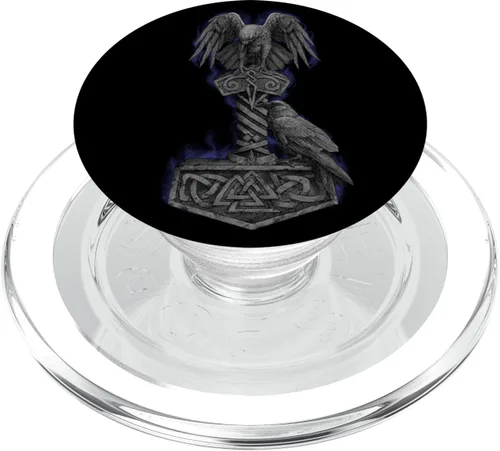 Mitología nórdica vikinga Thor's Mjolnir Odin Huginn & Muninn PopSockets MagSafe PopGrip para iPhone