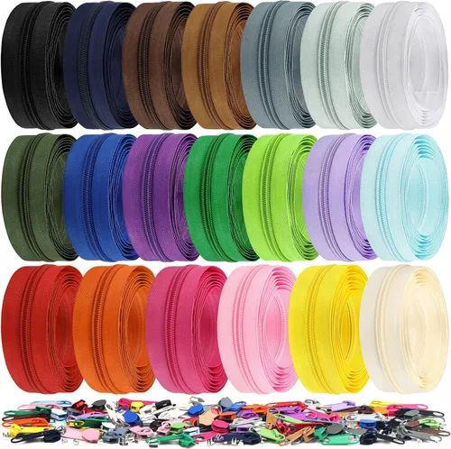 Miniatura 13 de DOITEM 31 yardas, 10 unidades de cremalleras de costura #3, cremalleras de bobina de nailon surtidos para coser con 40 deslizadores de cremallera