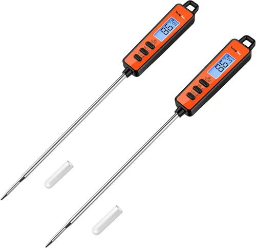 ThermoPro TP01A Termómetro de carne de lectura instantánea con sonda larga, termómetro digital de cocina para alimentos para asar a la parrilla,