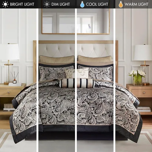 Miniatura 6 de Madison Park Aubrey - Juego de edredón acogedor, diseño de cachemira jacquard de seda sintética - ropa de cama alternativa de plumón para todas