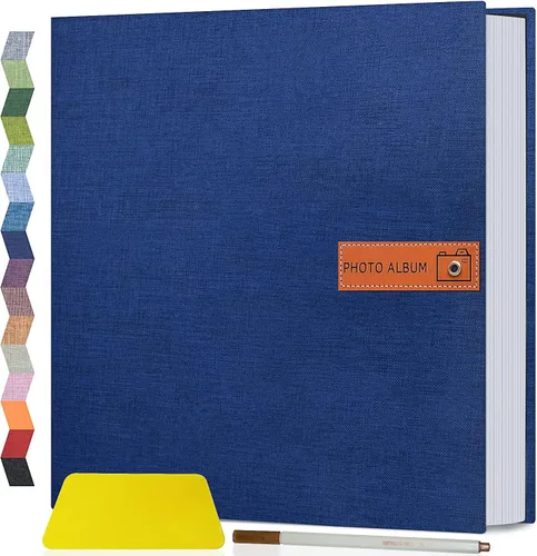 Miniatura 23 de Popotop Álbum de fotos grande autoadhesivo 4x6 5x7 8x10, álbum de recortes DIY, libro de fotos, regalos para mamá, familia, bebé y boda, con Azul