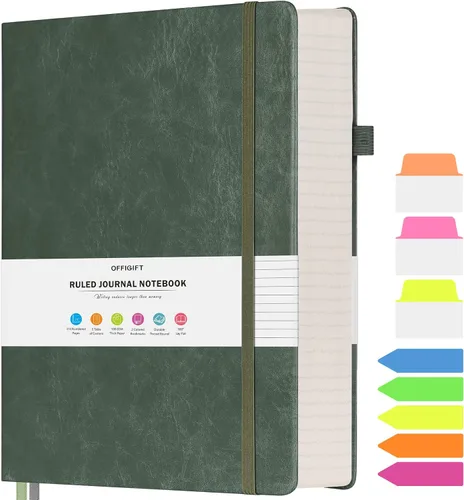 Miniatura 32 de Cuaderno rayado, cuaderno grande A5 con rayas universitarias, cuaderno de trabajo de 312 páginas numeradas con calcomanías de índice, papel grueso