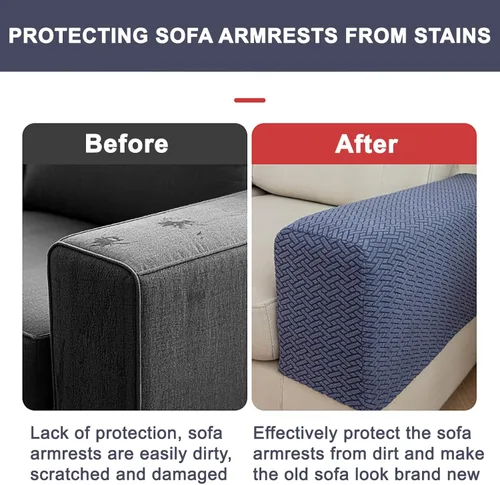 Miniatura 4 de Juego de 2 Fundas para Brazos de Sofá Sillón de Poliéster Elástico Fundas para Reposabrazos de Sofá Sillón Reclinable Fundas Protectoras con Marrón