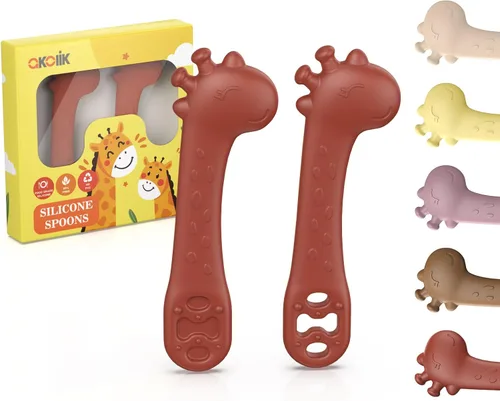 akolik Cucharas para bebé, suministros de destete LED para recién nacidos, cucharas de silicona para masticar bebés, utensilios para hacer puré