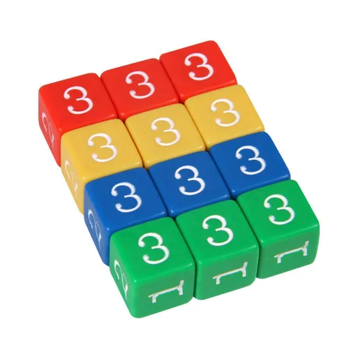 Miniatura 2 de hand2mind Dados de plástico con números de color de 3/4 pulgadas (juego de 12)