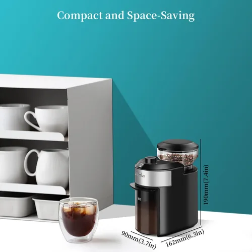 Miniatura 5 de Wancle Molinillo de Café de Rebabas Molinillo de Café de Rebabas Planas con 28 Configuraciones, Molienda Precisa con Capacidad de 2-12 Tazas, Fácil