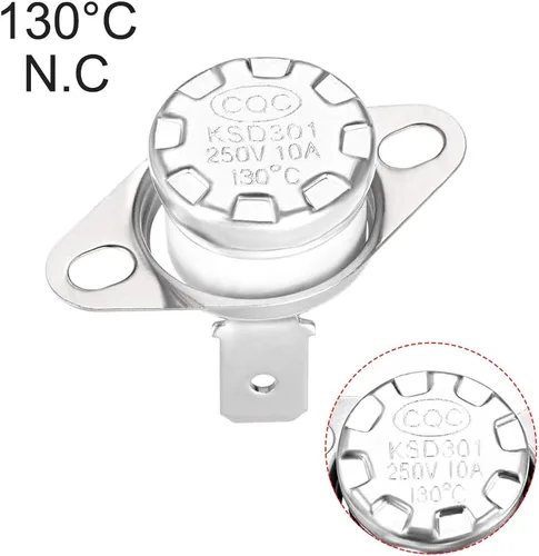 Miniatura 4 de uxcell KSD301 Termostato 266.0 °F/266°F 10A Normalmente Cerrado N.C Ajuste Snap Disc Interruptor de temperatura para microondas, horno, cafetera 2