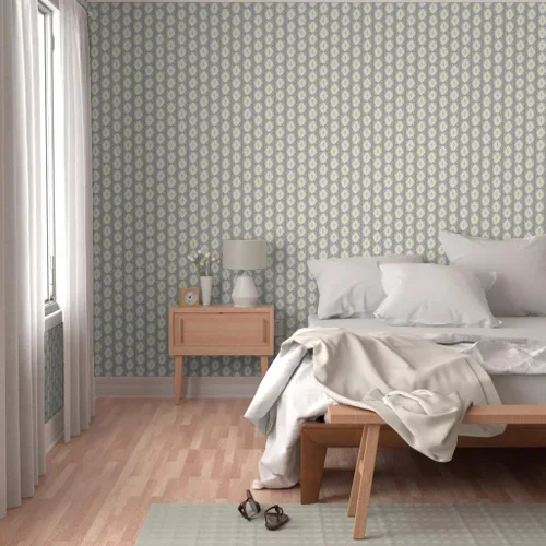 Miniatura 5 de Papel tapiz de grado comercial - Sueño de madera flotante gris tribal escandanavo bloque estampado Ikat enrejado gris mediados de siglo moderno