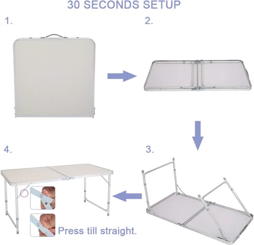 Miniatura 5 de Mesa plegable de aluminio portátil para campamento, altura ajustable, ligera para fiestas, playa, patio trasero, barbacoa, interior y exterior