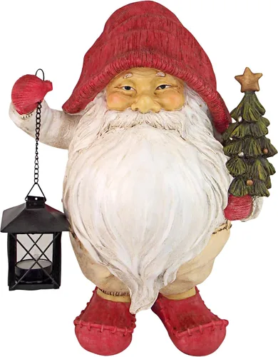 Miniatura 3 de Design Toscano Iluminando el camino de Papá Noel Whitey la estatua de gnomo navideño