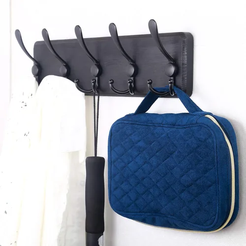 Miniatura 2 de SKOLOO Perchero de pared montado en la pared de estilo rústico: Perchero de pared de pino de madera auténtica de 40,6 cm de orificio a orificio