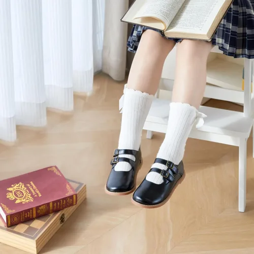 Miniatura 2 de ESTINE Zapatos de fiesta para niñas pequeñas con lazo para uniforme escolar Oxford, vestido de flores