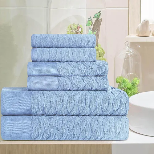 Miniatura 16 de Superior Juego de 6 toallas de 100% algodón egipcio de 500 GSM, 6 piezas, 2 caras, 2 manos, 2 toallas, ideal para baño, cocina o playa, de secado