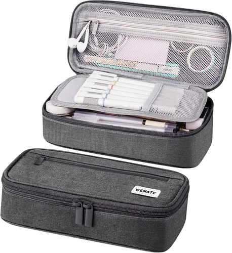 Miniatura 8 de WEMATE Estuche para lápices, organizador grande de almacenamiento para papelería, esencial para el regreso a la escuela, imprescindible para el Rosa