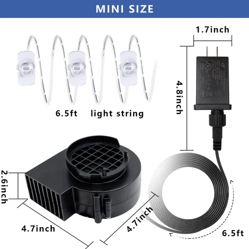 Miniatura 3 de Soplador de aire para inflables de 12V 1.2A con ventilador de repuesto de 3 luces LED para decoración inflable de jardín, patio, Halloween, Navidad