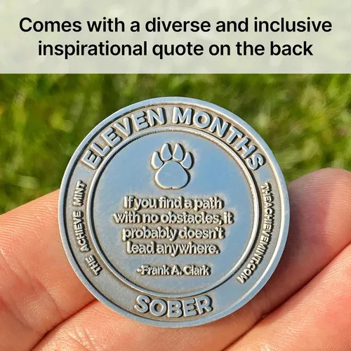 Miniatura 6 de Ficha sobria de 11 meses Chip sobrio de once meses Regalo no AA, medallones no religiosos para hombres y mujeres que celebran la sobriedad
