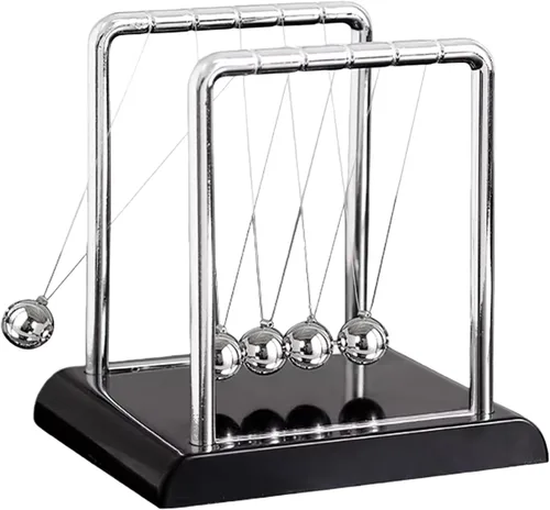 Miniatura 9 de Cuna de Newton Bolas de Equilibrio, Bolas de Péndulo con Base Negra, Péndulo Cuna de Newton, Decoración de Escritorio para Hombres, Juguetes