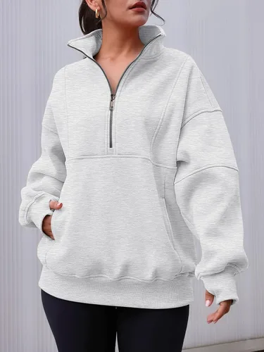 Miniatura 2 de AUTOMET Women's Half Zip Oversized Sweatshirts Fleece Long Sleeve Hoodies Casual Sweaters with Pockerts