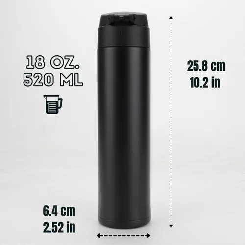 Miniatura 5 de Ozizo Taza de viaje aislada de acero inoxidable de 18 onzas con bola mezcladora, tapa de botón y boquilla de vertido, a prueba de derrames y fugas