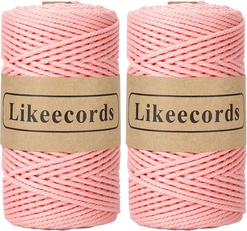 Miniatura 42 de Likeecords Cordón de algodón para macramé de 3mm x 100 metros, hilo torcido de 3 hebras, cuerda de macramé, hilo de algodón para macramé, cuerda