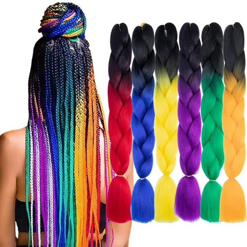 Miniatura 34 de Beige (613#) 6 paquetes de cabello trenzado de 24 pulgadas, de fibra sintética, sin picazón, extensiones de cabello para trenzar jumbo, textura